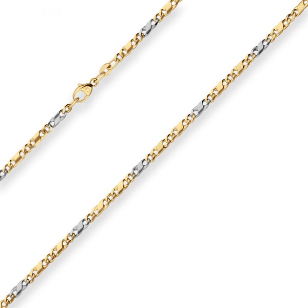2.7mm Dollarkette aus 585 Gold gelb weiß 45cm