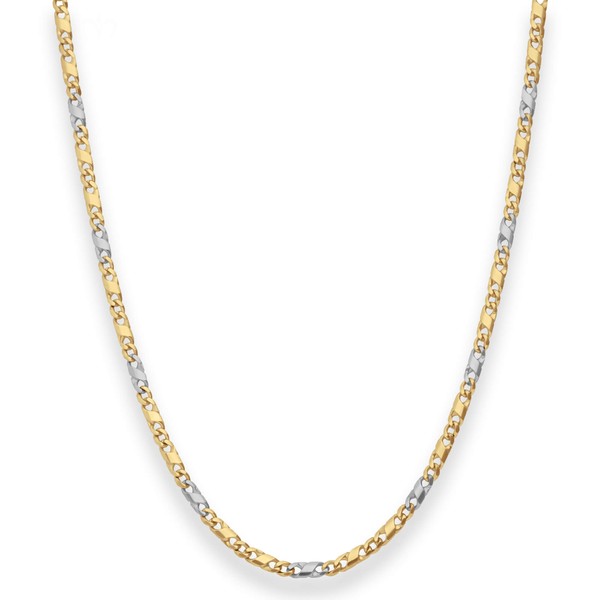 2.7mm Dollarkette aus 585 Gold gelb weiß 45cm