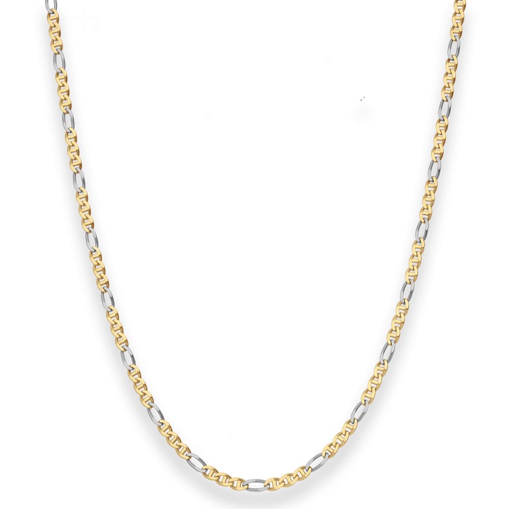 2.5mm Panzerstegkette aus 585 Gold gelb weiß 45cm