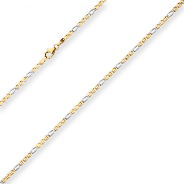 2.5mm Panzerstegkette aus 585 Gold gelb weiß 45cm