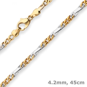 4,2mm Fantasiekette Goldkette Collier Halskette aus 585 Gold gelb/weiß 45cm
