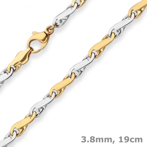 3,8mm Armband Achterkette Goldarmband Armschmuck aus 375 Gold gelb/weiß 19cm
