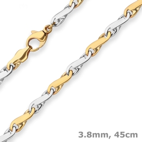 3,8mm Achterkette Goldkette Collier Halskette aus 375 Gold gelb/weiß 45cm