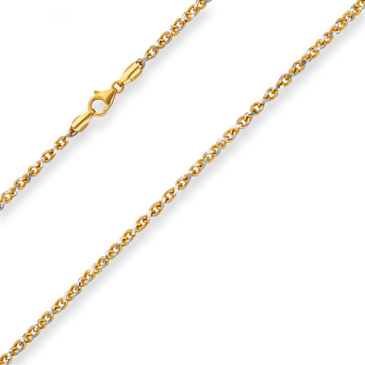 3mm Fantasiekette aus 375 Gold gelb weiß 45cm