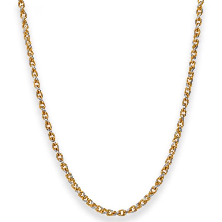 3mm Fantasiekette aus 375 Gold gelb weiß 45cm