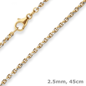2,5mm Fantasiekette Goldkette Collier Halskette aus 375 Gold gelb/weiß 45cm