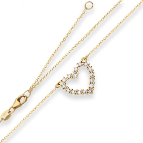 1,3mm Ankerkette flach Collier Herz 585 Gold gelb/weiß 46cm mit Zwischenöse