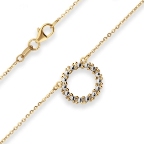 1,2mm Ankerkette flach Collier Ring 585 Gold gelb/weiß 46cm mit Zwischenöse