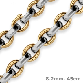 8,2mm Erbskette Goldkette Collier Halskette aus 750 Gold gelb/weiß 45cm