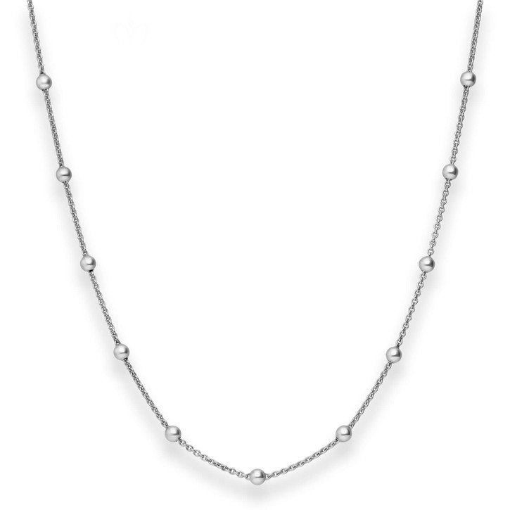 1.3mm Rund-Ankerkette Kugel aus 925 Silber rhodiniert 50cm