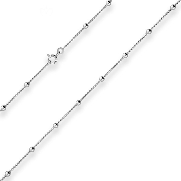 1.3mm Rund-Ankerkette Kugel aus 925 Silber rhodiniert 50cm