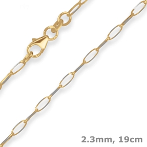 2,3mm Armband Fantasiekette Goldarmband Armschmuck aus 375 Gold gelb/weiß 19cm