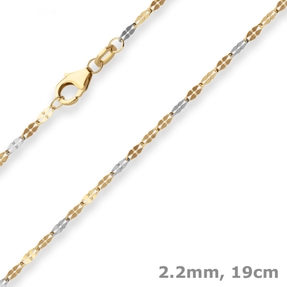 2,2mm Armband Tigeraugenkette Armschmuck aus 375 Gold gelb/weiß 19cm 2,2mm Armband Tigeraugenkette Armschmuck aus 375 Gold gelb/weiß 19cm