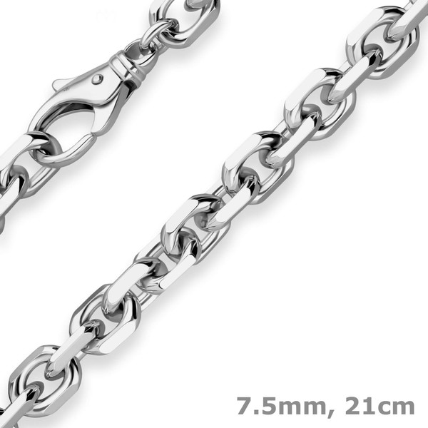 7.5mm Armband Fantasiekette aus 925 Silber rhodiniert 21cm