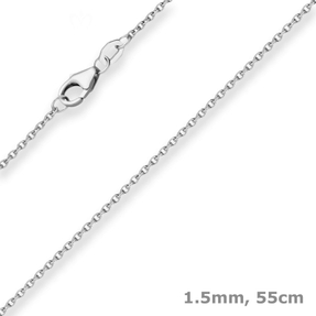 1,5mm Rund-Ankerkette Kette Collier Halskette aus 925 Silber rhodiniert 55cm