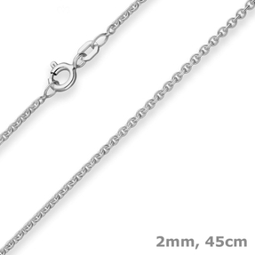 2mm Rund-Ankerkette Silberkette Collier Halskette aus 925 Silber rhodiniert 45cm