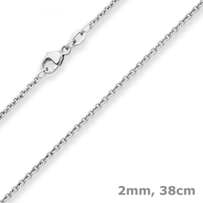 2mm Rund-Ankerkette Collier aus 925 Silber rhodiniert 38cm mit Zwischenöse 2mm Rund-Ankerkette Collier aus 925 Silber rhodiniert 38cm mit Zwischenöse