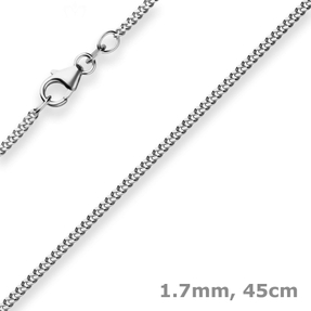 1,7mm Panzerkette Silberkette Collier Halskette aus 925 Silber rhodiniert 45cm