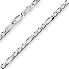 3,9mm Armband Figarokette diamantiert Armschmuck aus 925 Silber rhodiniert 19cm