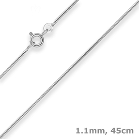 1,1mm Schlangenkette Kette Collier Halskette aus 925 Silber rhodiniert 45cm