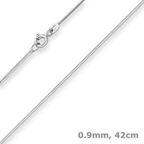 0,9mm Schlangenkette diamantiert Kette Collier aus 925 Silber rhodiniert 42cm