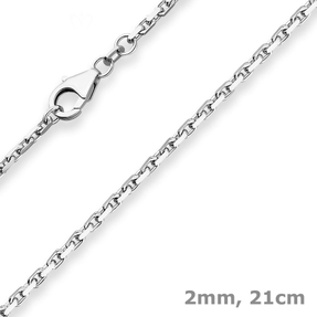 2mm Armband Ankerkette diamantiert Armschmuck aus 925 Silber rhodiniert 21cm