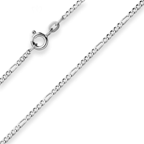 1,9mm Figarokette diamantiert Collier Halskette aus 925 Silber rhodiniert 60cm