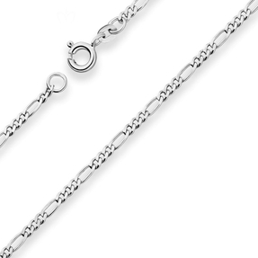 2,2mm Figarokette diamantiert Collier Halskette aus 925 Silber rhodiniert 42cm