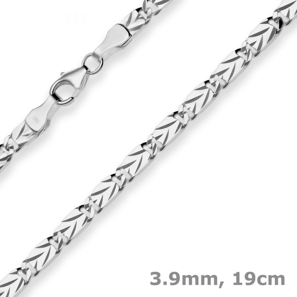 3.9mm Armband Tigeraugenkette aus 925 Silber rhodiniert 19cm