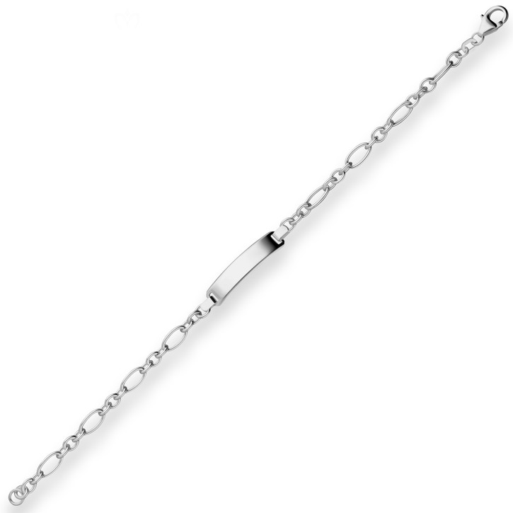 Id-Armband Ankerkette-Figaro Schildband 925 Silber rhodiniert