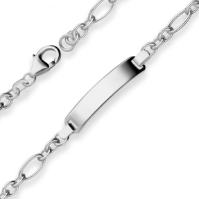 4,6mm Id-Armband Ankerkette-Figaro Schildband aus 925 Silber rhodiniert 19cm 4,6mm Id-Armband Ankerkette-Figaro Schildband aus 925 Silber rhodiniert 19cm