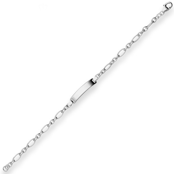 Id-Armband Ankerkette-Figaro Schildband 925 Silber rhodiniert