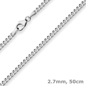 2,7mm Panzerkette Silberkette Collier Halskette aus 925 Silber rhodiniert 50cm