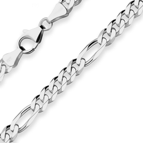 5,7mm Armband Figarokette diamantiert Armschmuck aus 925 Silber rhodiniert 21cm 5,7mm Armband Figarokette diamantiert Armschmuck aus 925 Silber rhodiniert 21cm