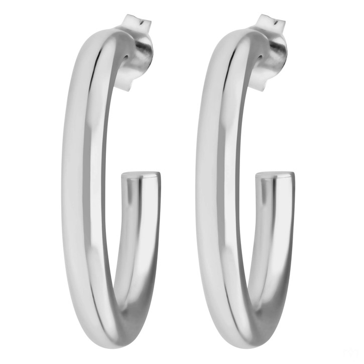 Creolen Halbcreolen schlicht aus 925 Silber rhodiniert 26x3.5mm