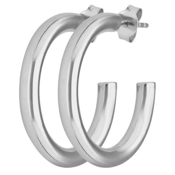 Creolen Halbcreolen schlicht aus 925 Silber rhodiniert 26x3.5mm