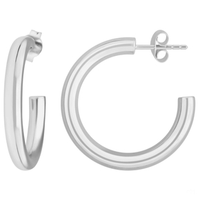 Paar Ohrringe Creolen Halbcreolen schlicht Ohrschmuck aus 925 Silber 26x3,5mm