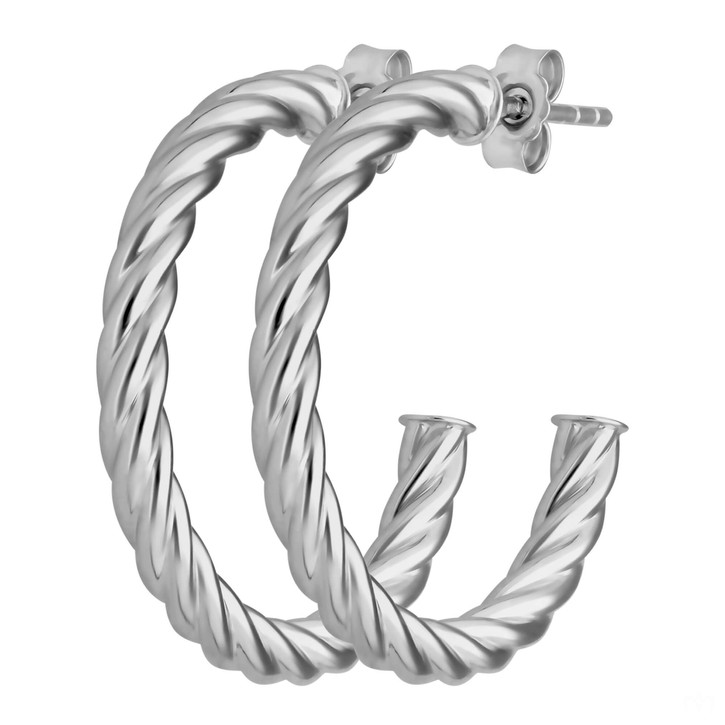 Creolen Halbcreolen Kordel aus 925 Silber rhodiniert 26x3mm