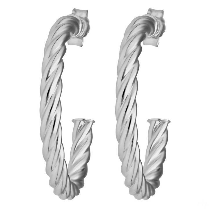 Creolen Halbcreolen Kordel aus 925 Silber rhodiniert 26x3mm