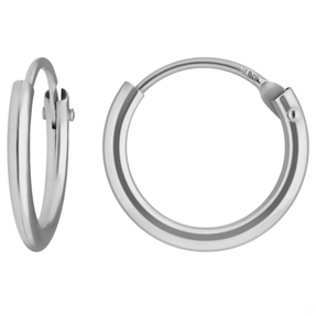 Paar Ohrringe Creolen rund klein & fein aus 750 Gold Weißgold 10,7x1,3mm