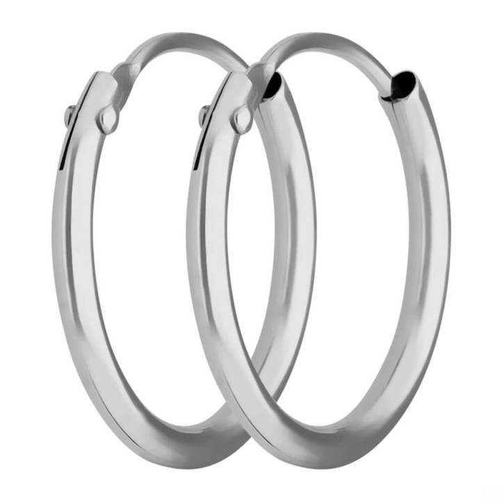 Paar Ohrringe Creolen rund schlicht aus 585 Weißgold 13x1.3mm