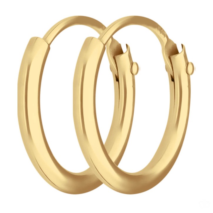 Paar Creolen rund klein und fein aus 750 Gelbgold 10.7x1.3mm