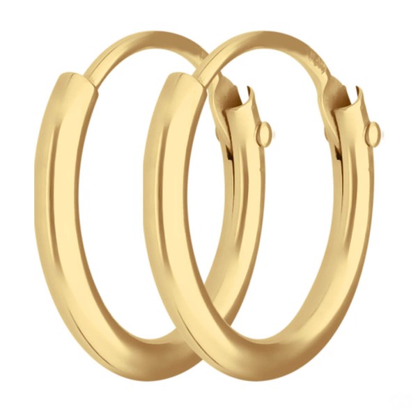 Paar Creolen rund klein und fein aus 750 Gelbgold 10.7x1.3mm