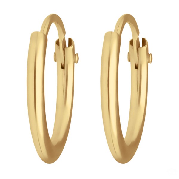 Paar Creolen rund klein und fein aus 750 Gelbgold 10.7x1.3mm