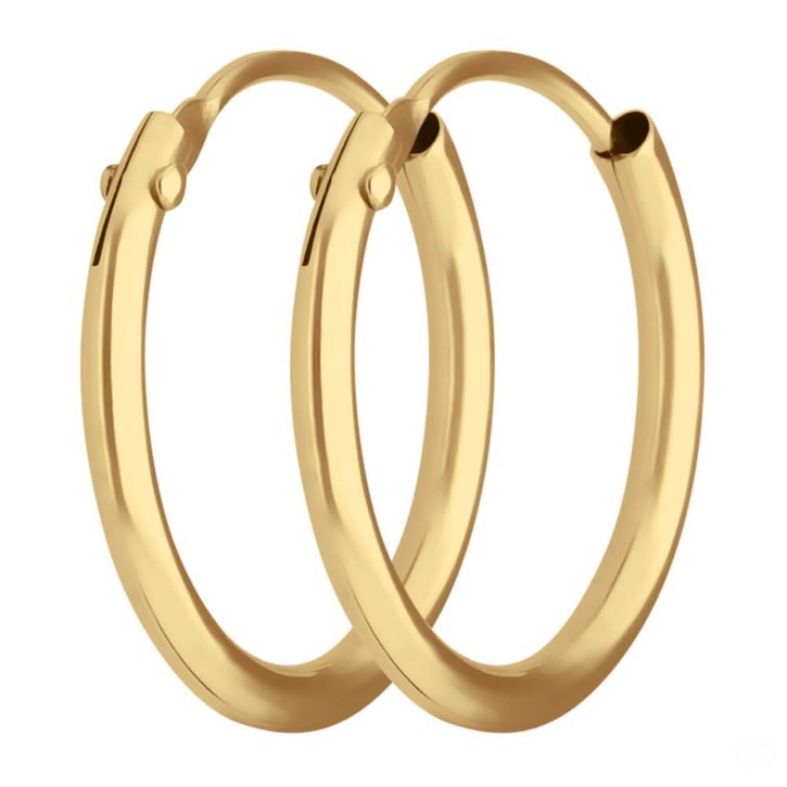 Paar Ohrringe Creolen rund schlicht aus 585 Gelbgold 13x1.3mm