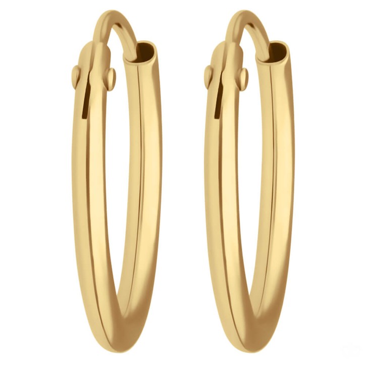 Paar Ohrringe Creolen rund schlicht aus 750 Gelbgold 13x1.3mm
