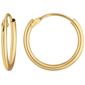 Paar Ohrringe Creolen rund schlicht Ohrschmuck aus 750 Gold Gelbgold 13x1,3mm