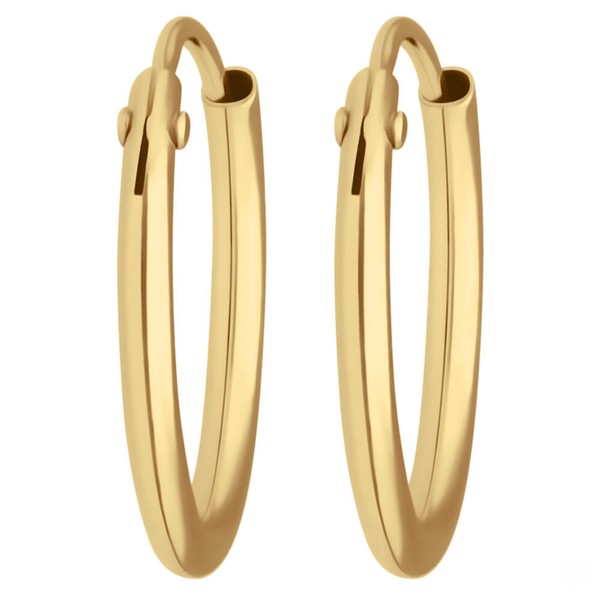Paar Ohrringe Creolen rund schlicht aus 750 Gelbgold 13x1.3mm