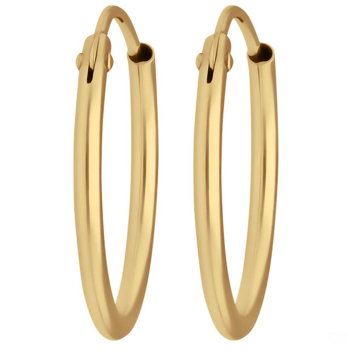 Paar Ohrringe Creolen rund schlicht aus 585 Gelbgold 15x1.3mm