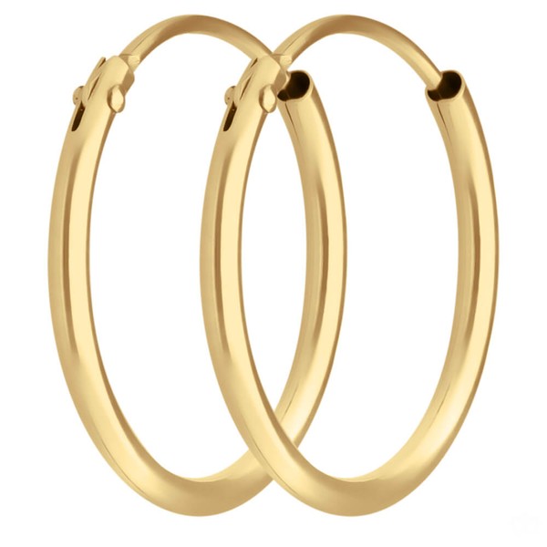 Paar Ohrringe Creolen rund schlicht aus 585 Gelbgold 15x1.3mm